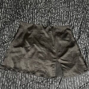 Black Mini Skirt with Front Slit